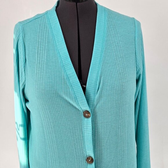 616-39 Lane Bryant teal long sweater cover-up size 14/16 - Picture 2 of 11